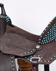 Hilason Western Horse Flex Tree Barrel Trail In Suede Leather Saddle Brown