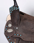 Hilason Western Horse Flex Tree Barrel Trail In Suede Leather Saddle Brown