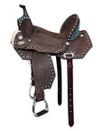 Hilason Western Horse Flex Tree Barrel Trail In Suede Leather Saddle Brown