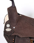 Hilason Western Horse Flex Tree Barrel Trail In Suede Leather Saddle Brown