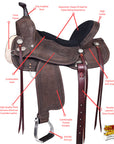 Hilason Western Horse Flex Tree Barrel Trail In Suede Leather Saddle Brown