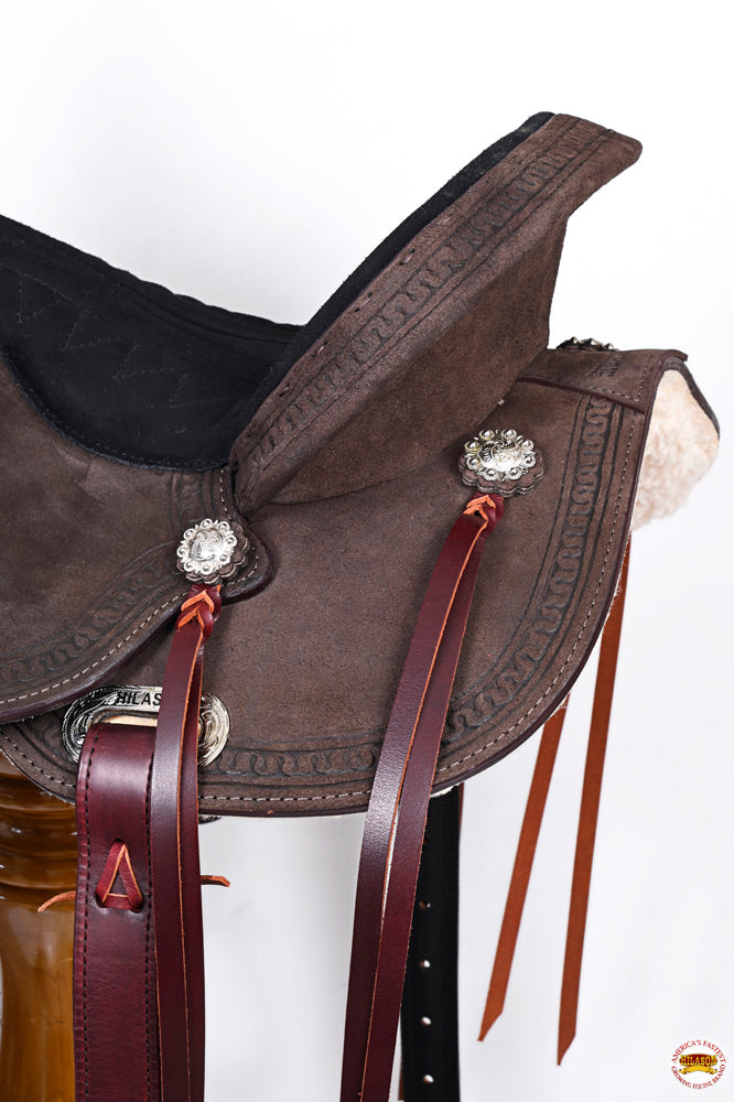 Hilason Western Horse Flex Tree Barrel Trail In Suede Leather Saddle Brown