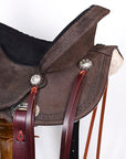 Hilason Western Horse Flex Tree Barrel Trail In Suede Leather Saddle Brown