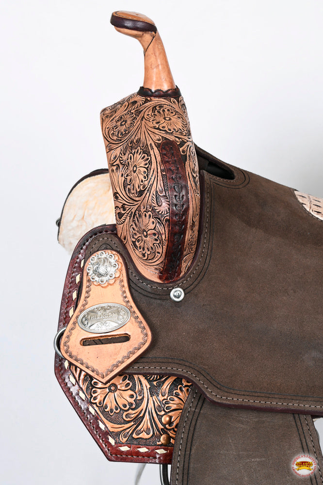 Hilason Western Horse Flex Tree Barrel Trail In American Leather Saddle Brown