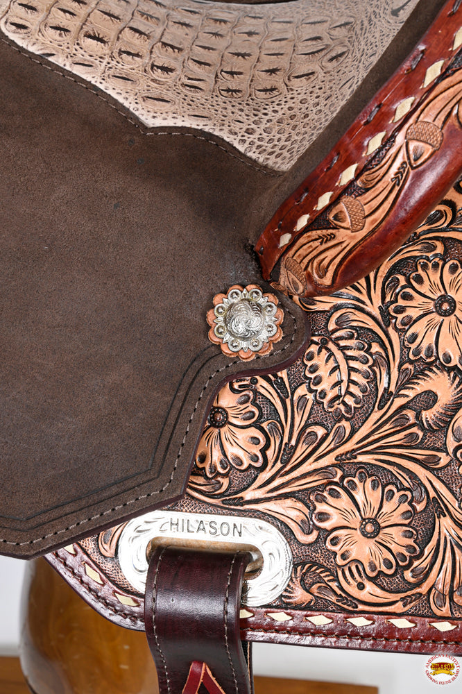 Hilason Western Horse Flex Tree Barrel Trail In American Leather Saddle Brown