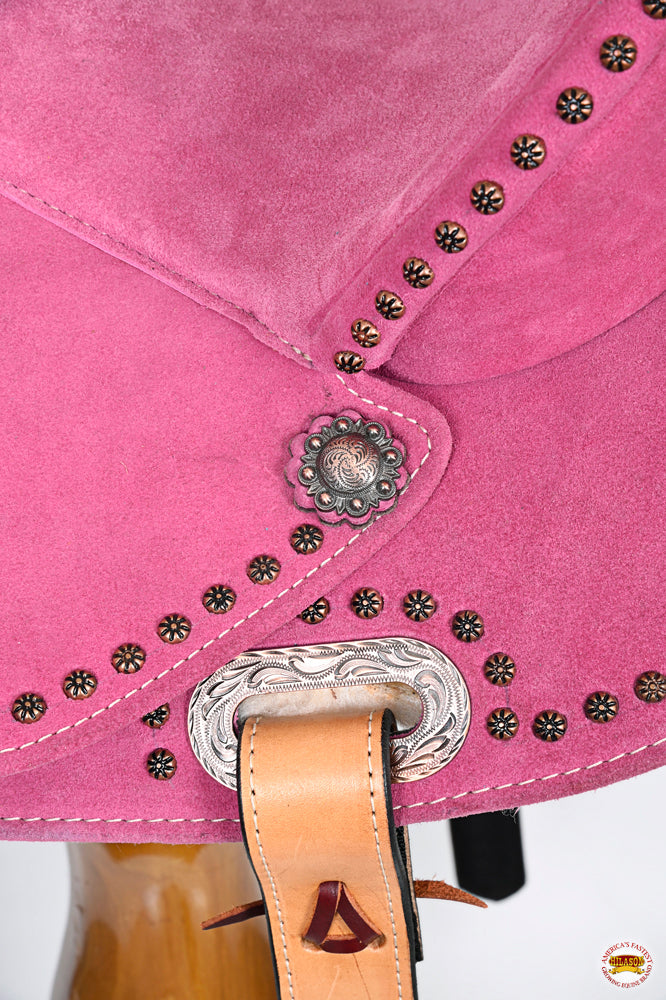 Hilason Western Horse Flex Tree Barrel Trail In Suede Leather Saddle Pink
