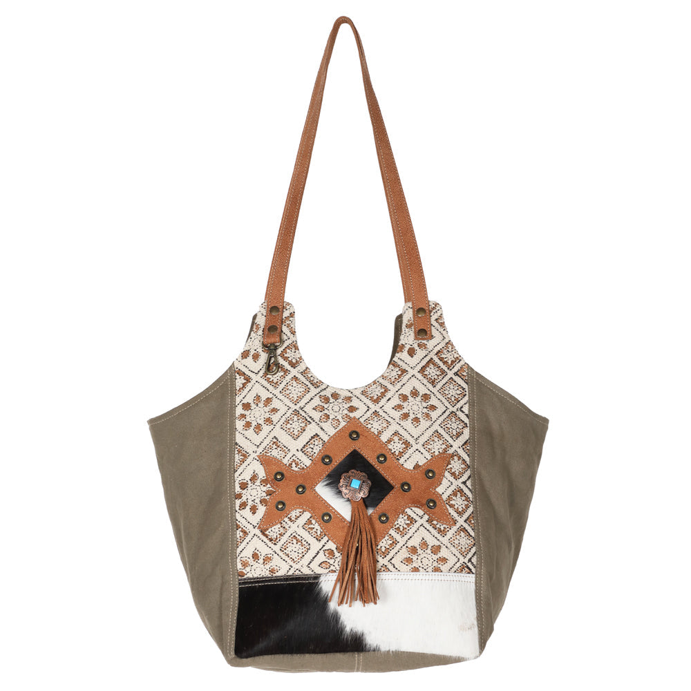 OHLAY KB611 TOTE Upcycled Wool Upcycled Canvas Hair-on Genuine Leather women bag western handbag purse