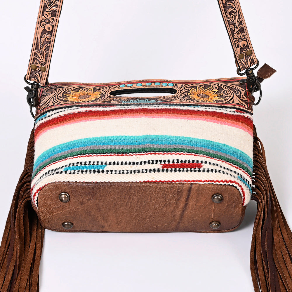 American Darling Clutch Hand Tooled Saddle Blanket Fabric Genuine Leather Western Women Bag Handbag Purse | Purses for Cute