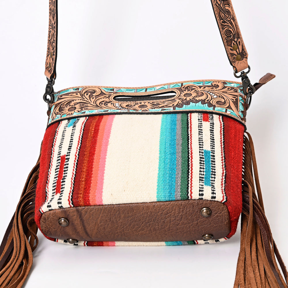 American Darling Clutch Hand Tooled Saddle Blanket Fabric Genuine Leather Western Women Bag Handbag Purse | Purses for Cute