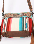 American Darling Clutch Hand Tooled Saddle Blanket Fabric Genuine Leather Western Women Bag Handbag Purse | Purses for Cute