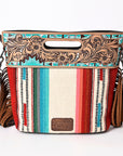 American Darling Clutch Hand Tooled Saddle Blanket Fabric Genuine Leather Western Women Bag Handbag Purse | Purses for Cute