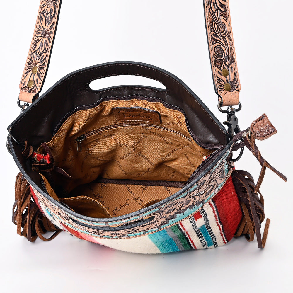 American Darling Clutch Hand Tooled Saddle Blanket Fabric Genuine Leather Western Women Bag Handbag Purse | Purses for Cute