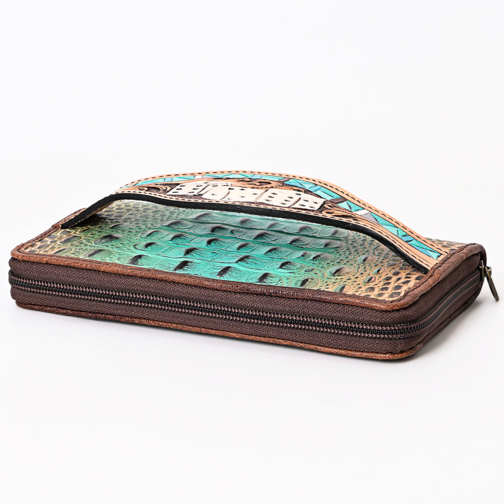 American Darling Wallet Hand Tooled Crocodile Embossed Genuine Leather Women Bag Western Handbag Purse