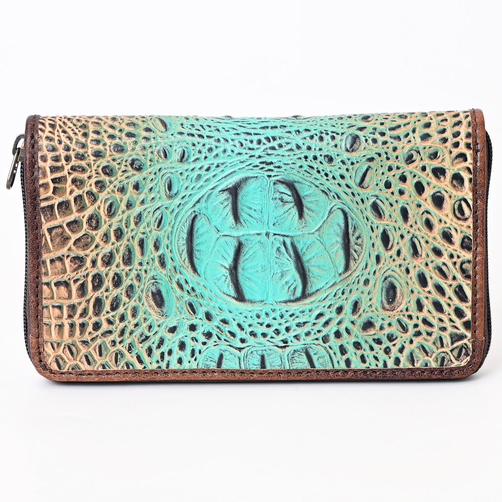 American Darling Wallet Hand Tooled Crocodile Embossed Genuine Leather Women Bag Western Handbag Purse