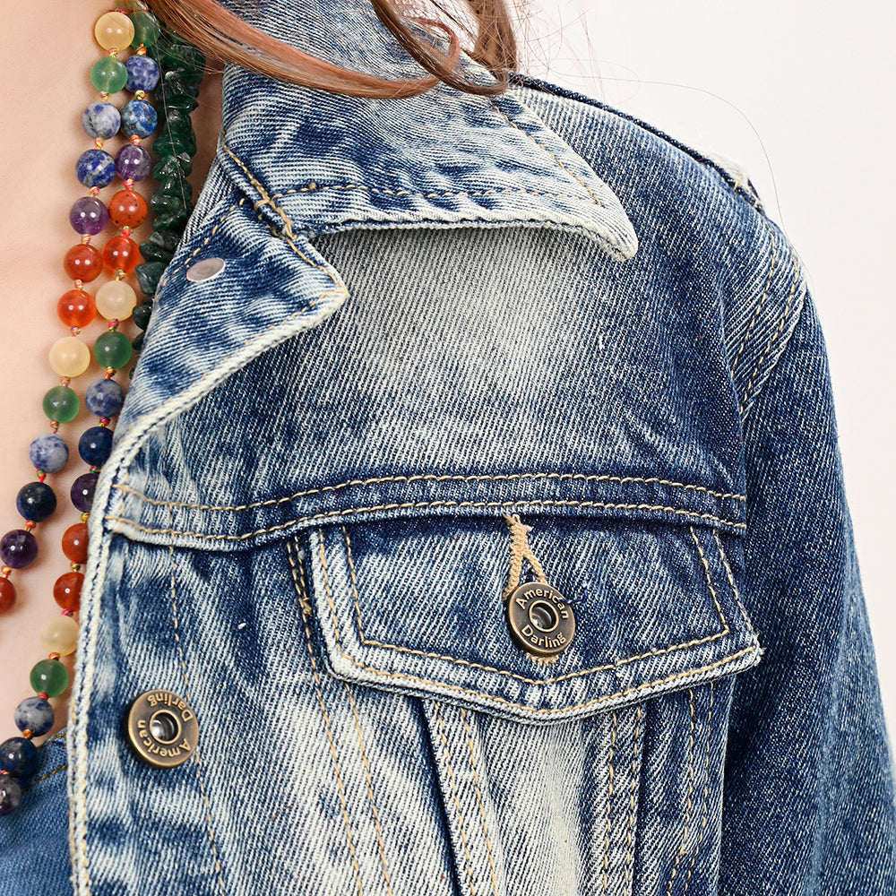 ADJKT027 Genuine leather Hand tooled hand carved Women 100% cotton Denim jacket  dress ladies girl