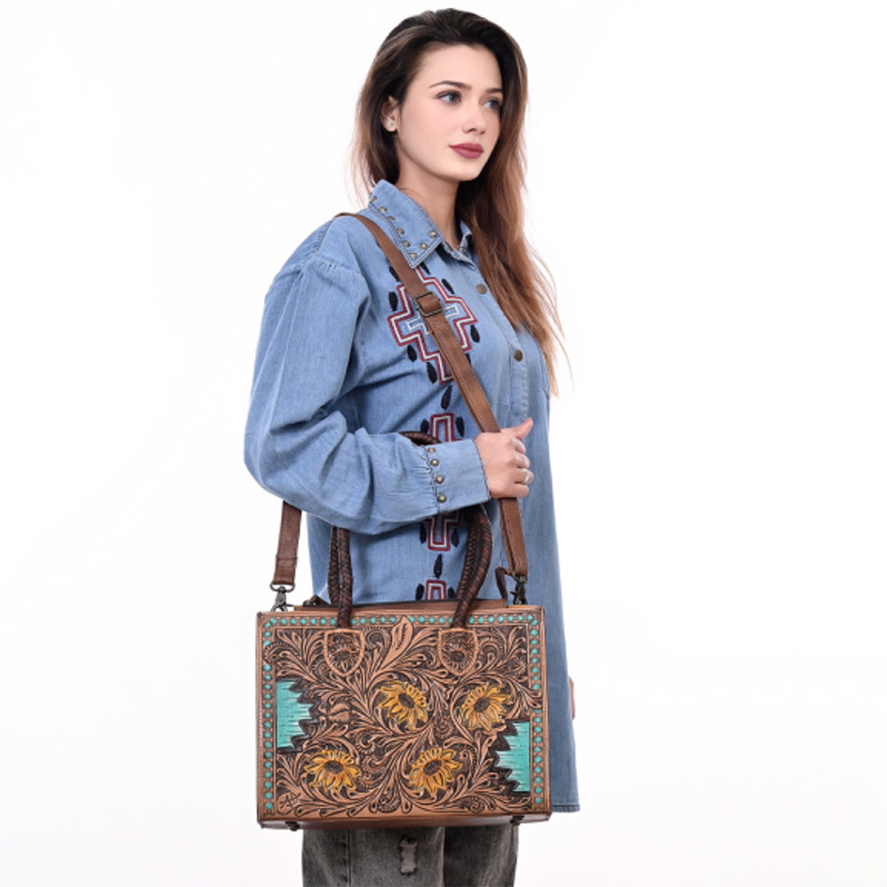 American Darling Tote Hand Tooled Genuine Leather women bag western handbag purse