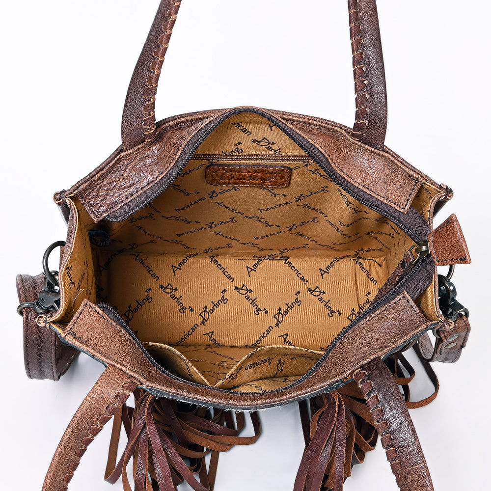 American Darling Tote Hand Tooled Hair-On Genuine Leather women bag western handbag purse