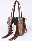 American Darling Tote Hand Tooled Hair-On Genuine Leather women bag western handbag purse