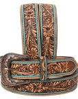 HILASON Western Genuine Leather Belt for Men Women Cowboy Cowgirl Handmade Unisex Full Grain Heavy Duty Floral Tooled Belt