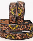 HILASON Western Genuine Leather Belt for Men Women Cowboy Cowgirl Handmade Unisex Full Grain Heavy Duty Floral Tooled Belt