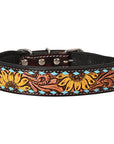 HILASON Western Genuine Leather Heavy Duty Hand Painted Dog Collar