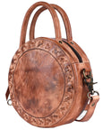 Never Mind Nmbgm136C Canteen Vintage Handmade Genuine Cowhide Leather Women Bag Western Handbag Purse