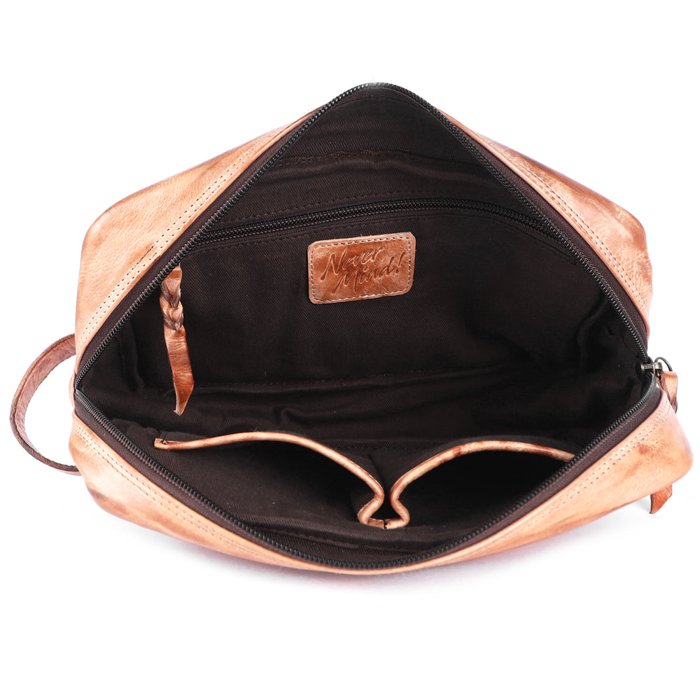 Never Mind Nmbgm137A Toiletry Vintage Handmade Genuine Cowhide Leather Women Bag Western Handbag Purse