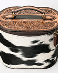 American Darling  Jewelry Case Hand Tooled Hair On Genuine Leather Western Women Bag Handbag Purse |