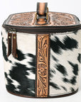American Darling  Jewelry Case Hand Tooled Hair On Genuine Leather Western Women Bag Handbag Purse |