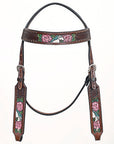 Comfytack Western Horse Floral Hand Painted Genuine Leather Headstall