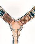 HILASON Western Horse Headstall Breast Collar Hairon Leather Tan