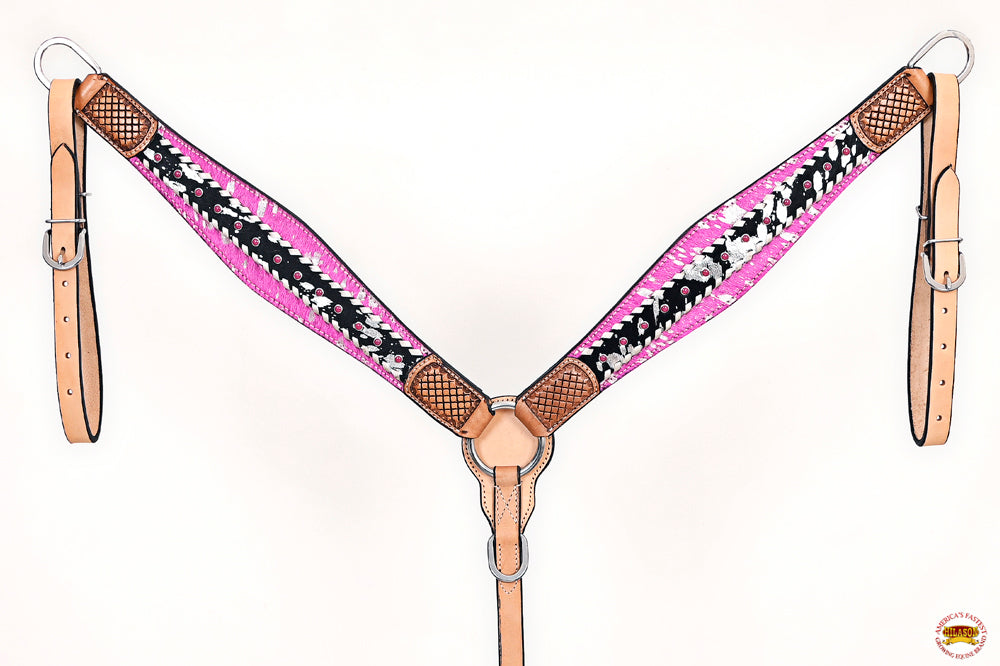 HILASON W. H. Headstall Breast Collar Hairon Leather Tan – Hilason