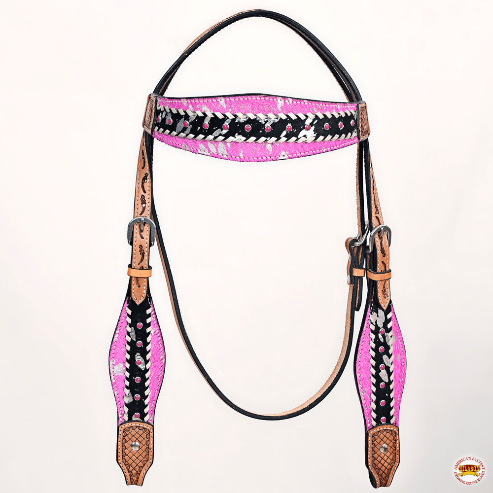 HILASON W. H. Headstall Breast Collar Hairon Leather Tan – Hilason