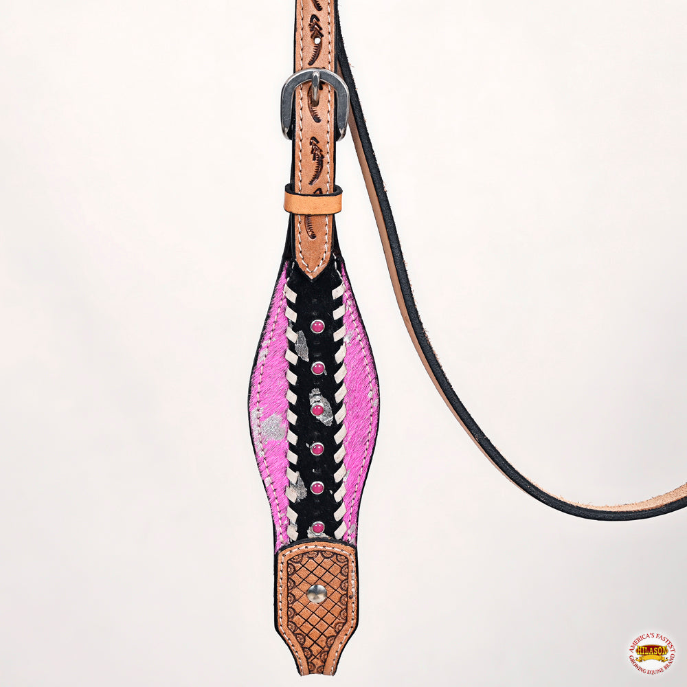 HILASON W. H. Headstall Breast Collar Hairon Leather Tan – Hilason