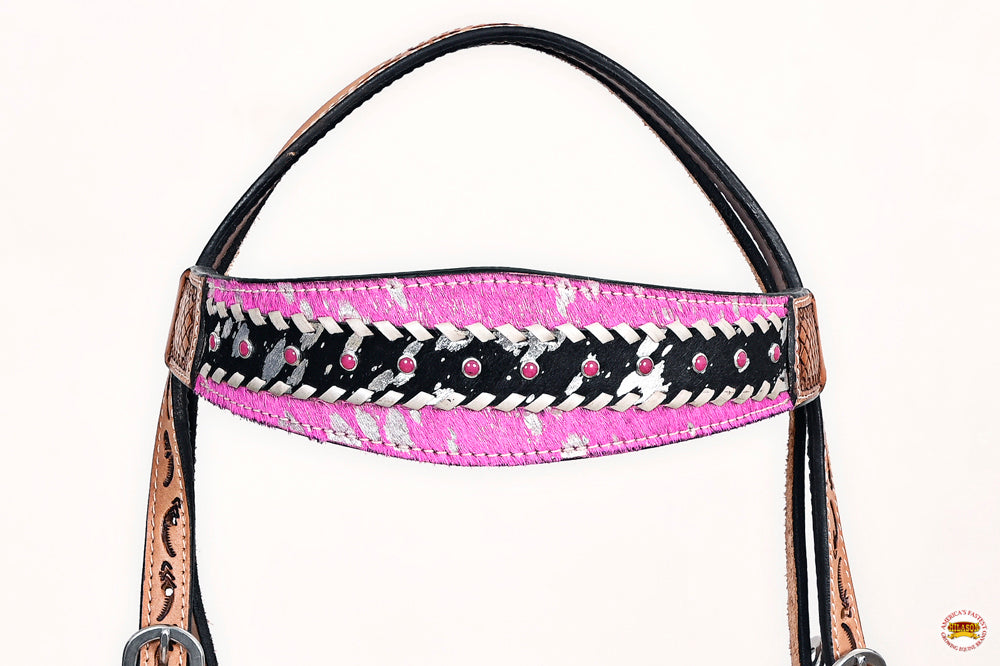 HILASON W. H. Headstall Breast Collar Hairon Leather Tan – Hilason