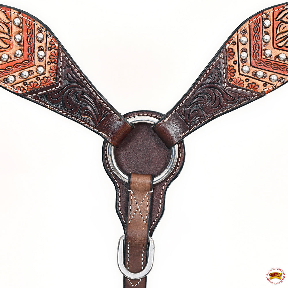 HILASON Western Horse Headstall Breast Collar Leather Brown