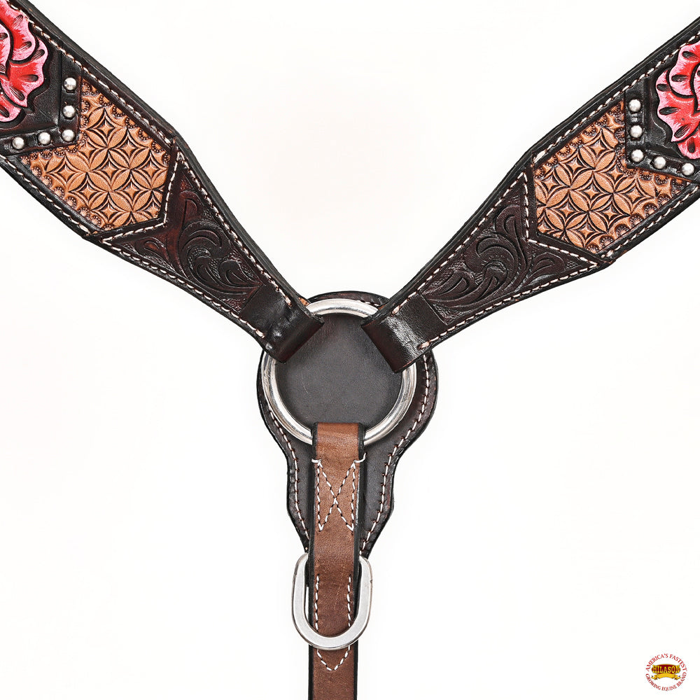 HILASON Western Horse Headstall Breast Collar Leather Brown