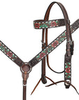 HILASON Western Horse Headstall Breast Collar Leather Brown