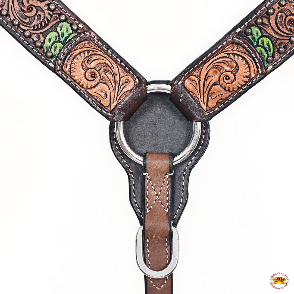 HILASON Western Horse Headstall Breast Collar Leather Brown