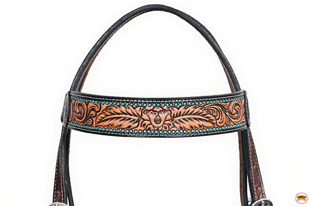 HILASON Western Horse Headstall Breast Collar Leather Brown