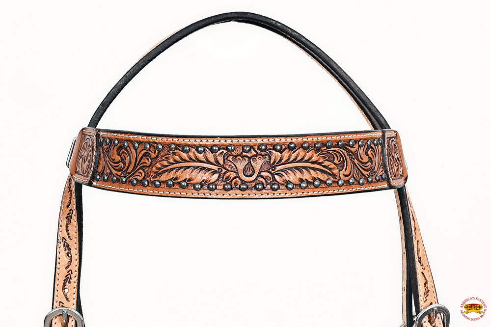 HILASON Western Horse Headstall Breast Collar Leather Tan