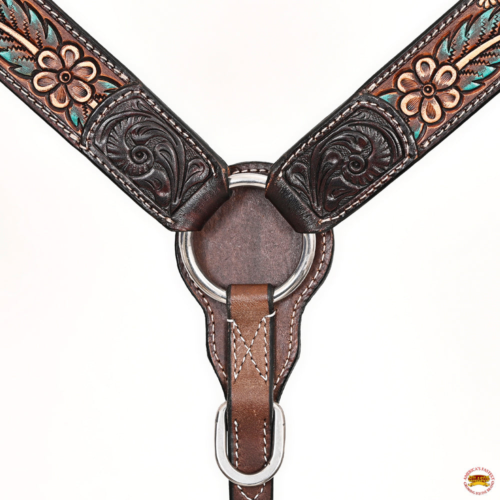HILASON Western Horse Headstall Breast Collar Leather Brown