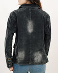 American Darling Genuine Vintage leather Hand tooled hand carved Women Blazer shirt jacket dress ladies girl