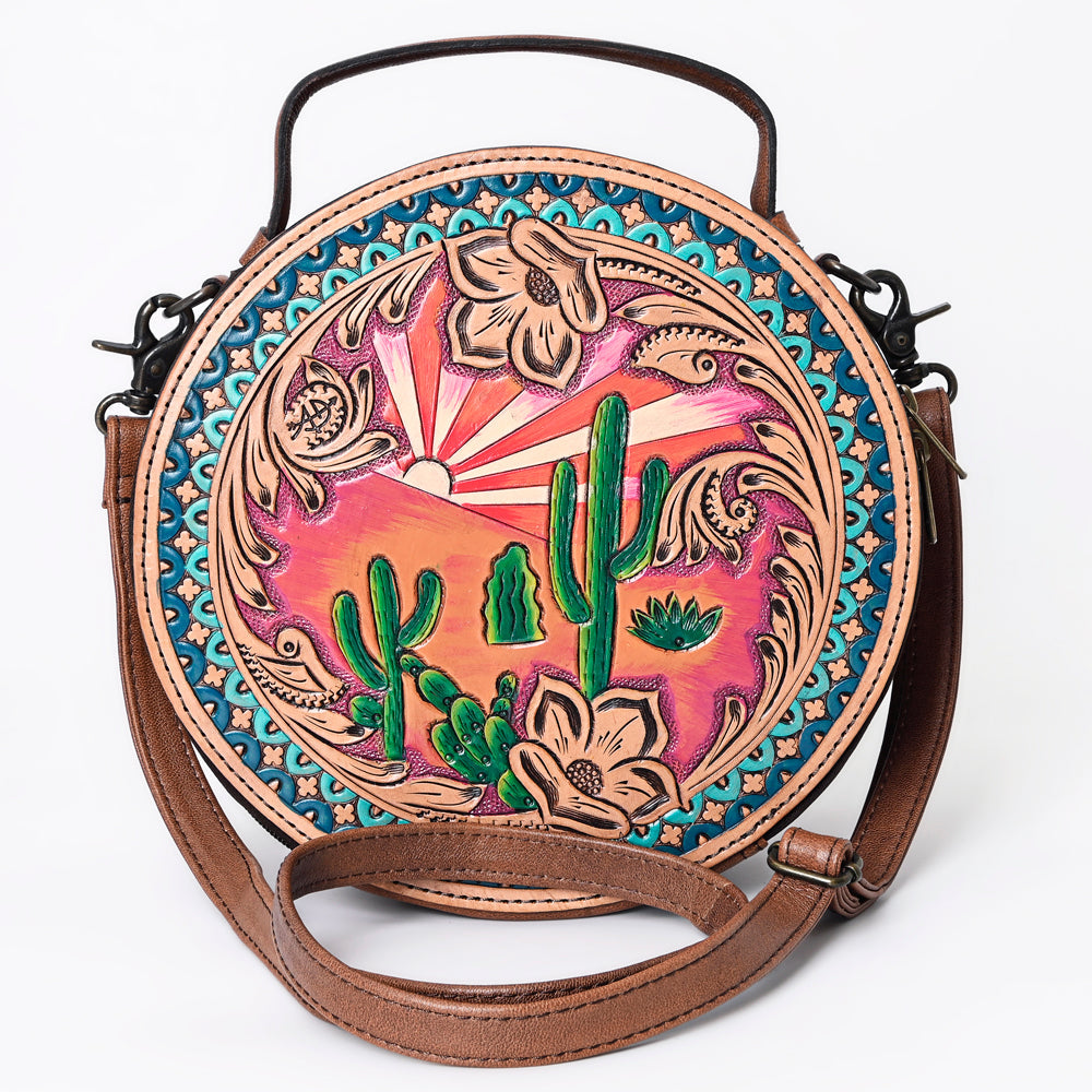 American Darling ADBG1192 Canteen Hand Tooled Genuine Leather Women Bag Western Handbag Purse