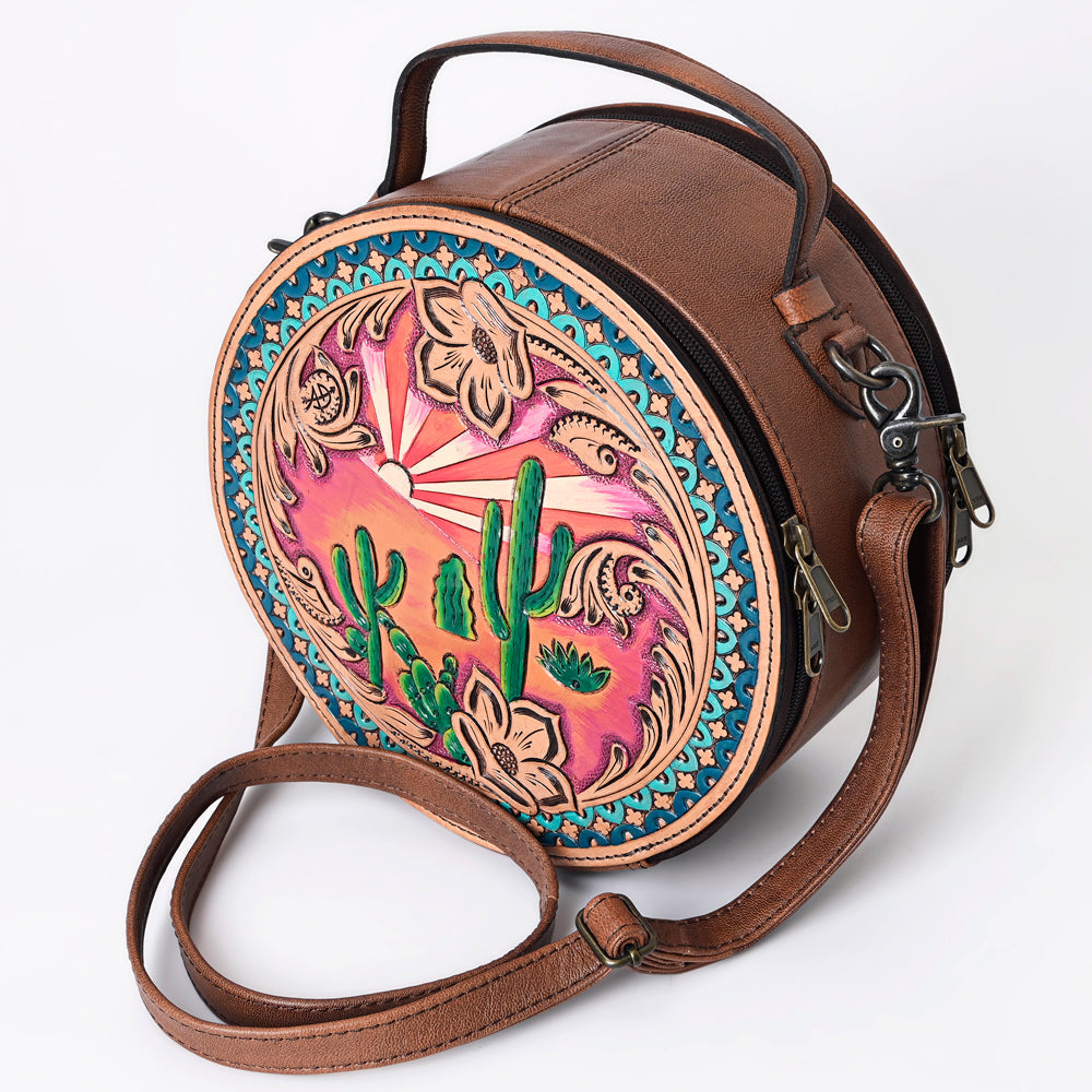 American Darling ADBG1192 Canteen Hand Tooled Genuine Leather Women Bag Western Handbag Purse