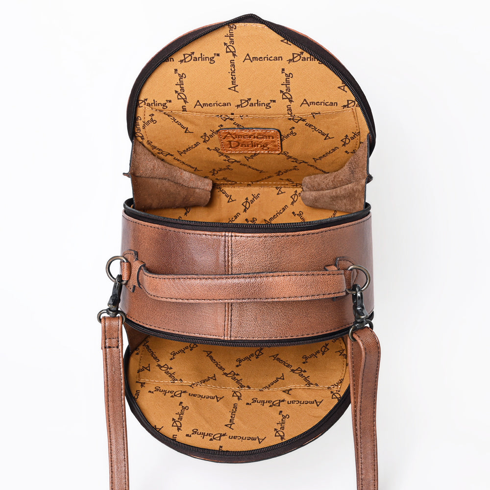 American Darling ADBG1192 Canteen Hand Tooled Genuine Leather Women Bag Western Handbag Purse