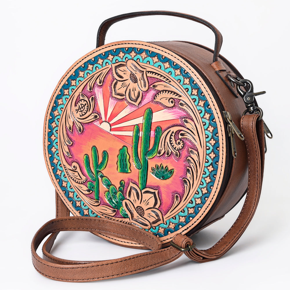 American Darling ADBG1192 Canteen Hand Tooled Genuine Leather Women Bag Western Handbag Purse