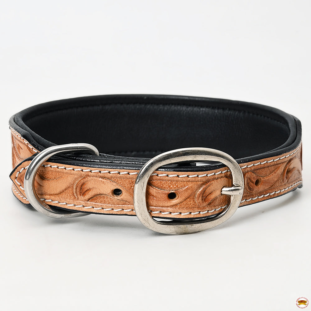 Heavy-Duty Floral Tooled Leather Dog Collar | Hilason Western Style