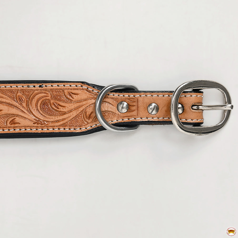 HILASON Western Genuine Leather Heavy Duty Dog Collar Floral Tooled