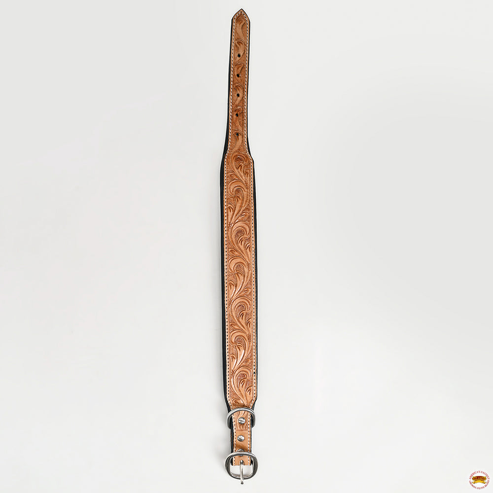 HILASON Western Genuine Leather Heavy Duty Dog Collar Floral Tooled